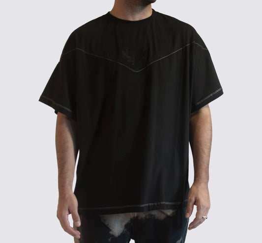 T-Shirt Temblad Oversize Unisex Negra Bordada