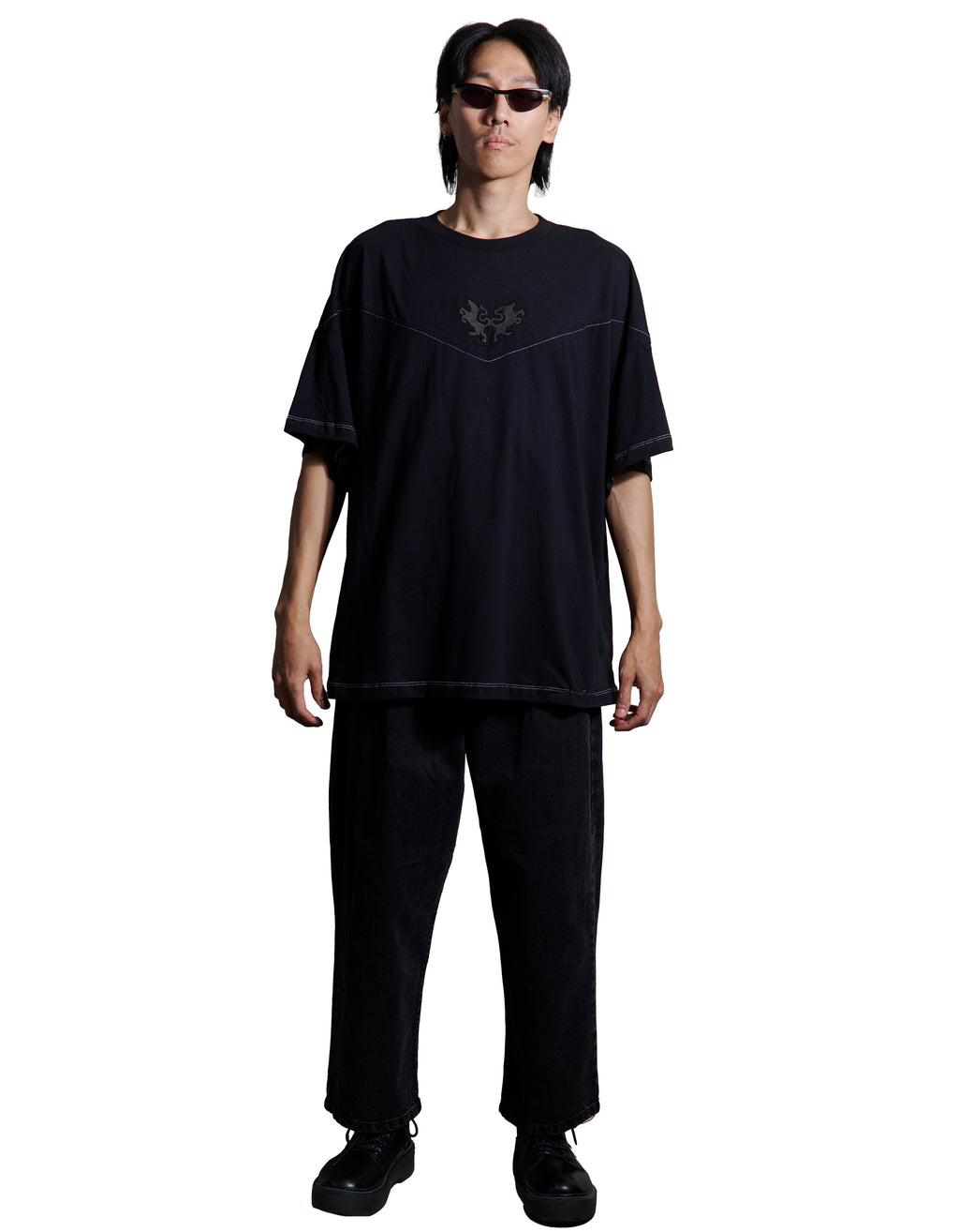 T-Shirt Temblad Oversize Unisex Negra Bordada